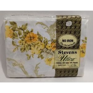 Vintage 80's Utica 50/50 Twin Flat Sheet 72 x104 Canterbury JP Stevens No Iron
